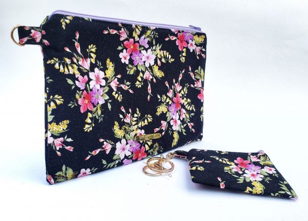 lavender purple flower purse bag pouch