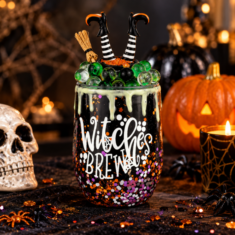 witches brew wine tumbler glow in the dark